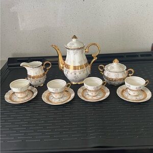 Elegant Gold and White Tea Set